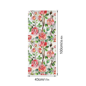 3D Embossed Rose Window Film Static Cling Glass Sticker Decorative Home Privacy Window Film 43x100cm