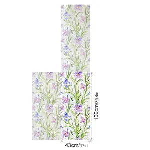 3D embossed electrostatic window film with purple iris flower pattern, 43x100cm size detail.