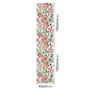 Detailed view of 3D embossed rose window film, showing floral pattern texture and size layout.