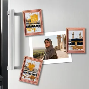 Middle Eastern Islamic architectural style magnetic wooden photo frame fridge magnet home decor.