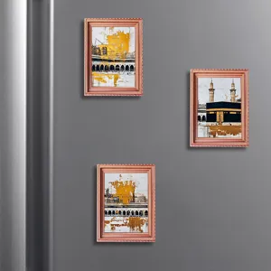 Islamic Architecture Fridge Magnet Gold Kaaba Photo Frame Magnetic Decor Home Kitchen