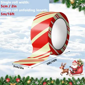 Weihnachten rot-weiß gestreiftes dekoratives Klebeband, Rollenbreite 5cm und Länge 5m für Party.