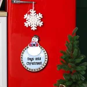 Imán de nevera de madera con cuenta atrás de Navidad y diseño de muñeco de nieve lindo.