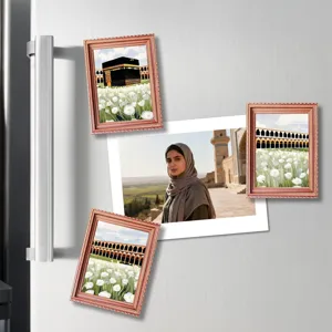 Middle Eastern style landscape architecture wooden frame magnetic fridge magnet decor set