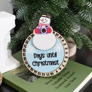 Calendario de cuenta atrás de Navidad de madera imán de nevera con muñeco de nieve detalle.