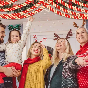 Weihnachtliche rot-weiße Deko-Streifen Party Hängeband festliche Weihnachtsfeier Zubehör