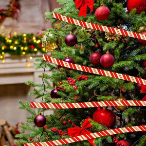 Rot-weiß gestreiftes dekoratives Weihnachtsband für Tannenbaum Party Deko Artikel