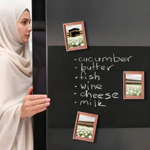 Islamic architecture fridge magnets wooden photo frame home kitchen magnetic decor items