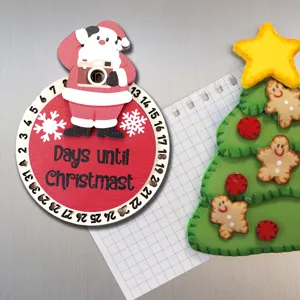 Imán de nevera de madera de Navidad, pegatina magnética decorativa navideña en 3D.