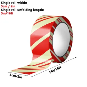Detaillierte Nahaufnahme der rot-weissen weihnachtlichen Klebebandrolle mit 5 cm Breite.