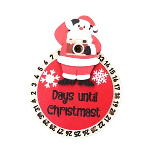 Navidad madera cuenta atras iman de refrigerador lindo Santa Claus decoracion hogar