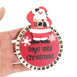 Navidad madera cuenta atrás calendario imán de nevera decoración del hogar 3D ornament