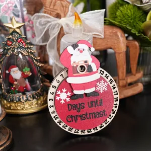 Imán de nevera de cuenta regresiva de Navidad de madera, decoración navideña de Papá Noel 3D.