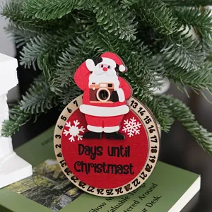 Magnífico calendario de cuenta atrás de Navidad de madera imán con lindo Papá Noel.
