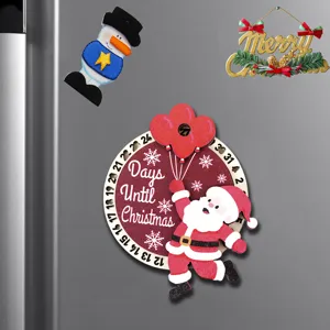 Imán de nevera de cuenta atrás de Navidad de madera decoración navideña Papá Noel
