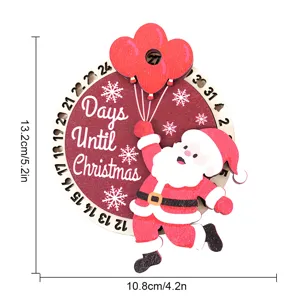 Calendario de cuenta atrás de Navidad de madera imán de nevera con diseño de Papá Noel.