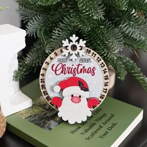 Adorno navideño de madera para calendario de adviento con Papá Noel, detalle festivo.