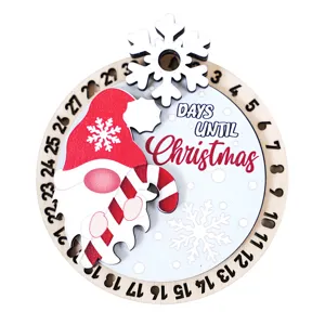 Calendario de cuenta atrás de Navidad de madera 3D Imán de nevera Decoración