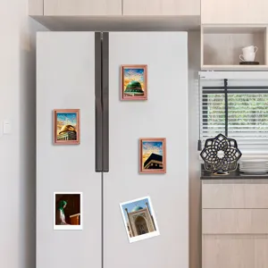 Middle Eastern style architectural fridge magnets, decorative wooden photo frame magnets.