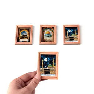 Middle Eastern Islamic architecture wooden photo frame fridge magnets home decor items.