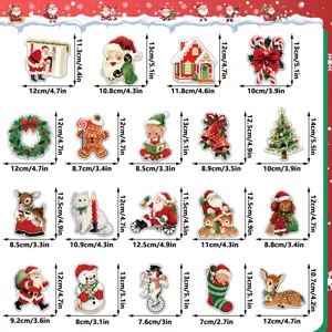 Vintage Christmas magnetic fridge stickers, retro holiday decor for dishwasher and car.
