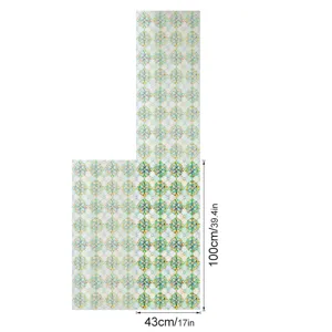 3D embossed floral window film detail showing dimensions and electrostatic glass sticker pattern