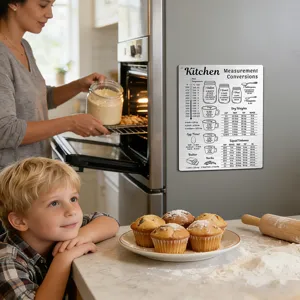 Stainless steel kitchen measurement conversion chart magnet for fridge baking cooking tool