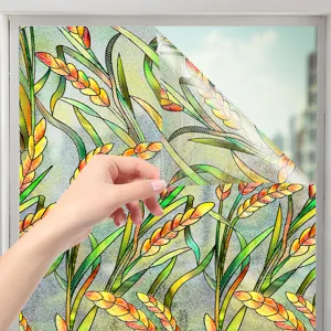 3D embossed frosted window film decorative static cling wheat glass sticker for home.
