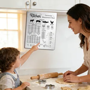 Metal kitchen conversion chart magnet measuring cooking weight temperature reference tool