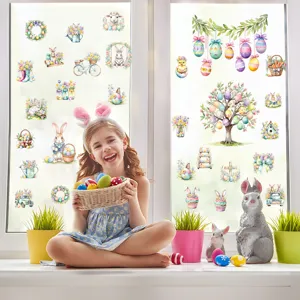 Easter bunny egg window stickers static glass decals for home holiday party decoration
