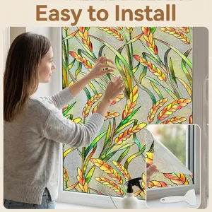 3D embossed electrostatic window film with floral pattern for home decor and privacy protection.