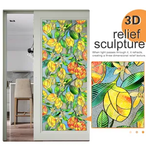 3d relief lemon window glass film static cling decorative home sliding door sticker