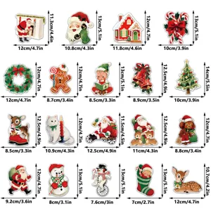Vintage Christmas magnetic stickers details, showing various holiday designs and sizes clearly.
