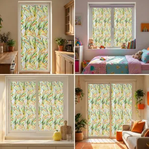 Detailed view of 3D embossed window glass film featuring elegant botanical pattern for home decor.
