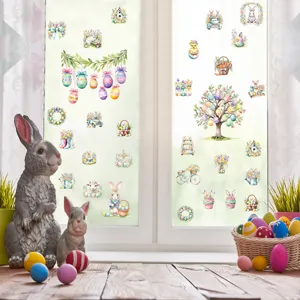 Easter window stickers watercolor bunny eggs glass decals holiday home decor spring party