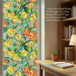 Detailed view of 3D embossed lemon window film showing exquisite texture and light effect.