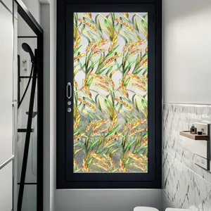 3D embossed wheat pattern window privacy film frosted static glass sticker for home decoration