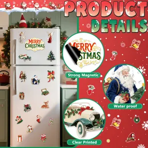 Vintage Christmas magnetic refrigerator stickers retro holiday decor magnets for kitchen dishwasher.