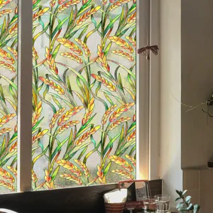 3D embossed wheat window glass film static cling decorative privacy sticker for home