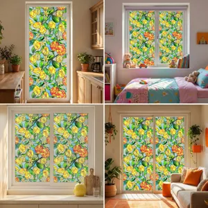 3D stained glass window film lemon privacy static cling decorative film for home glass door