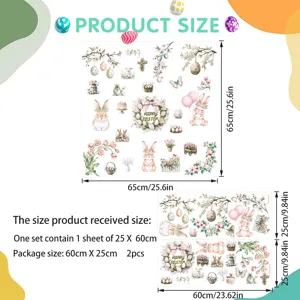 Easter bunny wall stickers window decals spring floral egg home decor removable art