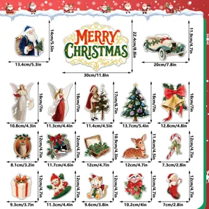 Vintage Christmas magnetic stickers set for refrigerator, car and dishwasher decoration.