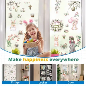 Easter bunny egg window stickers for spring holiday home decor glass cling decals.