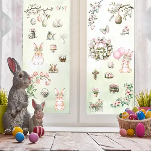 Easter window stickers bunny egg glass decals festive home decor window clings party supplies