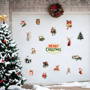 Vintage Christmas magnetic stickers set for garage door, fridge and car decorative holiday use.