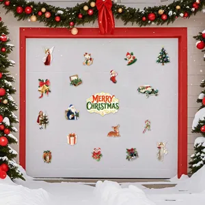 Christmas garage door magnetic stickers retro holiday refrigerator decor metal decals