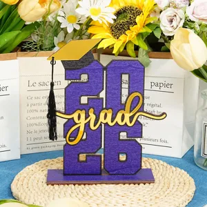 Segno da tavolo in legno per laurea 2026 Decorazione per feste artigianato in legno bello