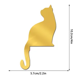 Gold acrylic cat wall sticker switch decal mirror finish home decor cute animal design