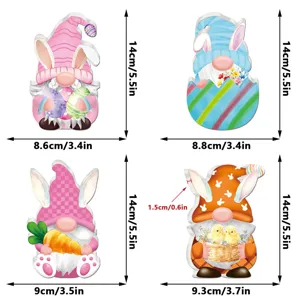 Paasgnome houten tafeldecoratie set met schattige konijneneieren en wortels voor lente.
