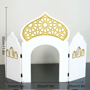Décoration de table arche en bois Aïd Mubarak fête islamique support d'affichage bureau